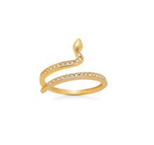 Load image into Gallery viewer, Solid 14K Gold Snake Ring - Adjustable Gold Snake Ring - Open Serpent Ring - Stacking Animal ring
