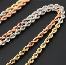 Load image into Gallery viewer, Solid 14K Tri-Color Gold Rope Chain Necklace, 14K Gold Rope Chain, 1.5mm-4.5mm 16&#39;&#39;- 30&#39;&#39;, Men, Woman
