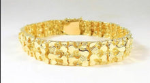 Load image into Gallery viewer, Solid Yellow Gold Nugget Link Bracelet Unisex, Real Italian Gold Bracelet for Men and Women, Yellow Gold Fancy Nugget Bracelet
