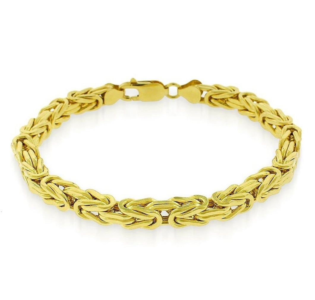 Byzantine Solid 14k Yellow Gold Bracelet, Chain Link 1.7MM-5MM, Handmade Italian Men Women 8