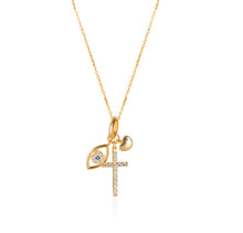 Load image into Gallery viewer, Solid 14K Yellow Gold Diamond Hamas Necklace - Hand of Fatima Luck Necklace - Religious Protection Jewelry - Hamas Diamond Necklace
