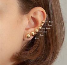 Load image into Gallery viewer, 14k Yellow Gold 8mm, 7mm, 6mm, 5mm, 4mm or 3mm Half Ball Earrings/ Minimalist Earrings/ Lightweight Statement Earrings/ Stud Earrings
