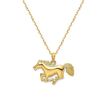 Load image into Gallery viewer, Solid 14k Yellow Gold Horse Necklace - Animal Charm Pendant - High quality Unique Necklace - 14k Gold Horse Necklace
