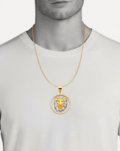 Load image into Gallery viewer, Solid 14k Yellow Gold Lion Head Men&#39;s Pendant - CZ Diamond Around African King Lion - Wild Animal 3D Necklace - Leo Crown 40/30 mm
