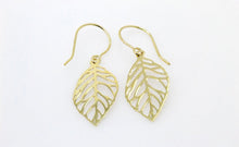 Load image into Gallery viewer, Solid 14k Yellow Gold Openwork Leaf Drop Earrings - Real Gold Tree Earrings Jewelry
