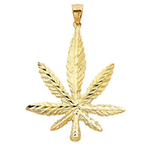 Load image into Gallery viewer, Solid 14k Yellow Gold Weed Necklace - Cannabis Charm Pendant - Marijuana Leaf Jewelry - Pot Tiny Delicate Necklace - 18&quot; 70 mm 90 mm
