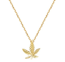 Load image into Gallery viewer, Solid 14k Yellow Gold Weed Necklace - Cannabis Charm Pendant - Marijuana Leaf Jewelry - Mini Marijuana Delicate Necklace - Weed Jewelry
