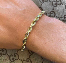 Load image into Gallery viewer, Solid 14k Yellow Gold Wrap Bracelet - Unisex Handmade String Rope Bracelet - Men Women Dainty Beach Chain
