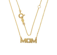 Load image into Gallery viewer, Solid 14k Yellow Mom Charm Necklace - Mothers Day CZ Diamond Pendant Gift - I Love You Mom Pendant
