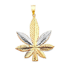 Load image into Gallery viewer, Solid 14k Yellow/White Gold Weed Necklace - Cannabis Charm Real Gold Pendant - Marijuana Leaf Jewelry - Pot Tiny Delicate Necklace
