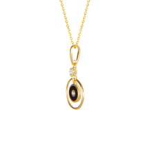 Load image into Gallery viewer, Solid CZ Diamond Onyx Necklace - 14k Yellow Gold Classic Genuine Pendant - Elegant Solitaire Protective Stone - Good Luck Protection
