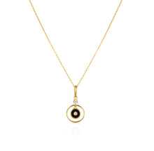 Load image into Gallery viewer, Solid CZ Diamond Onyx Necklace - 14k Yellow Gold Classic Genuine Pendant - Elegant Solitaire Protective Stone - Good Luck Protection
