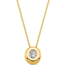 Load image into Gallery viewer, Solitaire CZ Diamond Necklace - 14k Bezel Set Gold Pendant - 5 mm 18 mm Round Cut Dainty Jewelry - Delicate Layering Bridal Set
