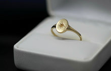 Load image into Gallery viewer, Star Solid 14k Yellow Gold Ring - Stacking Starburst Ring - Star Sign Real Gold Ring - Delicate Tiny Minimalist Disk Jewelry
