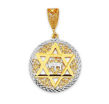 Load image into Gallery viewer, Solid 14k Yellow Gold Star of David Necklace - Magen David White Pendant - Kabbalah Pendant - Protection Religious Pendant - David Necklace
