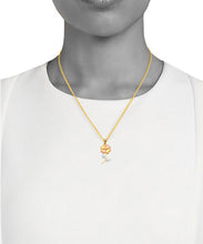 Load image into Gallery viewer, Tricolor 14K Solid Bloom Gold Pendant - Unisex Love Rose Pendant - Red Flower CZ Necklace - Anniversary white Necklace - Yellow Chain
