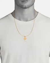 Load image into Gallery viewer, Tricolor 14K Solid Bloom Gold Pendant - Unisex Love Rose Pendant - Red Flower CZ Necklace - Anniversary white Necklace - Yellow Chain
