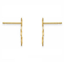 Load image into Gallery viewer, Triple Star Solid 14k Gold Earring - Tiny Celestial Stud Earrings - 3.5mm 6mm Push Back Jewelry - Ear Climber Star Earrings

