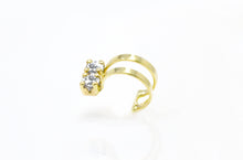 Load image into Gallery viewer, Solid 14k Yellow Gold Cuff Earring - Diamond Gemstone Cubic Zirconia Earrings - All sizes Crystal Wrap
