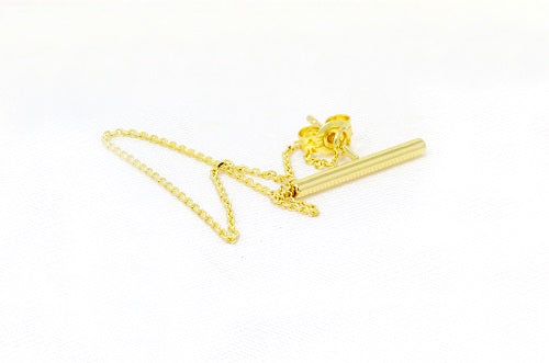 14k Solid Gold Ear Cuff - Dainty Piercing Earring - Bar Chain Real Gold Earrings Jewelry - Wrap Tragus 12mm 40mm