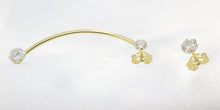 Load image into Gallery viewer, Simple 14K Solid Yellow Gold Stud Earring - Bezel Set Cuff Earring - Diamond CZ screw Back Earrings
