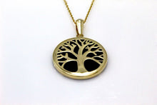 Load image into Gallery viewer, Tree Of Life Solid 14k Yellow Gold Necklace - Delicate Family Pendant 20 mm 28 mm - Round Cut Dainty Jewelry
