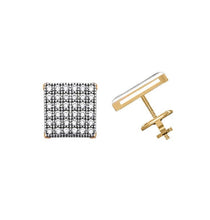 Load image into Gallery viewer, White Solid 14k Earring - CZ Diamond Square Micro Pave Stud - Princess Cut Earrings - Geometric Cartilage 8mm - Dainty Elegant Tragus
