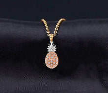 Load image into Gallery viewer, Pineapple 14K Solid Yellow Gold Pineapple Necklace - Boho Style Dainty Crowned Fruit Pendant - Pine apple Diamond Necklace
