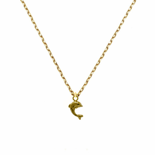 Load image into Gallery viewer, 14k Solid Yellow Gold Dolphin Pendant - Anima Real Gold Women Jewelry - Awareness Dolphin Necklace - Dolphin 14k Yellow Gold Necklace
