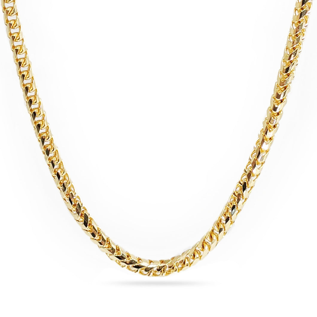 Solid 14k Yellow Gold Round Franco Box Chain - Yellow Gold Franco Chain - Made in Italy Solid Yellow Gold Franco - Yellow Gold Chain Chain