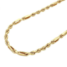 Load image into Gallery viewer, Solid 14K Yellow Gold Milano Chain - Real Italian Unisex Necklace - 2022 New Year Jewelry - Figaro Rope Gold Chain - All sizes figaro chain
