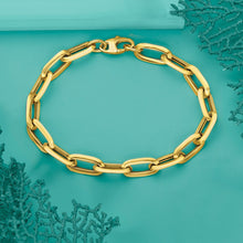 Load image into Gallery viewer, 5 MM Italian Paper Clip Bracelet -14k Gold Link Chain Layering Bracelet - Minimalist Dainty Real Gold Bracelet
