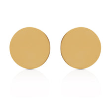 Load image into Gallery viewer, Simple Flat 14k Solid Yellow Gold Stud - Delicate Disc Stud Earring - Minimalist Circle Dot Stud - Tiny Round 10 mm Push Back
