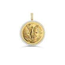 Load image into Gallery viewer, Solid 14K Ready to Mount Prong Coin Bezel Pendant Round Frame American Eagle 1/10, 1/4, 1/2, 1oz
