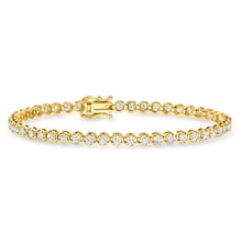 Load image into Gallery viewer, Tennis Bracelet Solid 14K Yellow Gold, Premium Swarovski Diamonds Bracelet, Bracelet for Men/Women - Round 4 Prong Tennis 2CT Diamond
