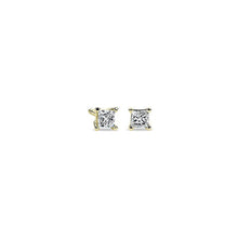 Load image into Gallery viewer, 0.25 Ct Princess Cut Stud Earrings vs1 Diamonds 14k Solid Yellow Gold Square Stud Screw Back
