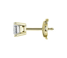 Load image into Gallery viewer, 1.00 Ct Princess Cut Stud Earrings vs1 Diamonds 14k Solid Yellow Gold Square Stud Screw Back
