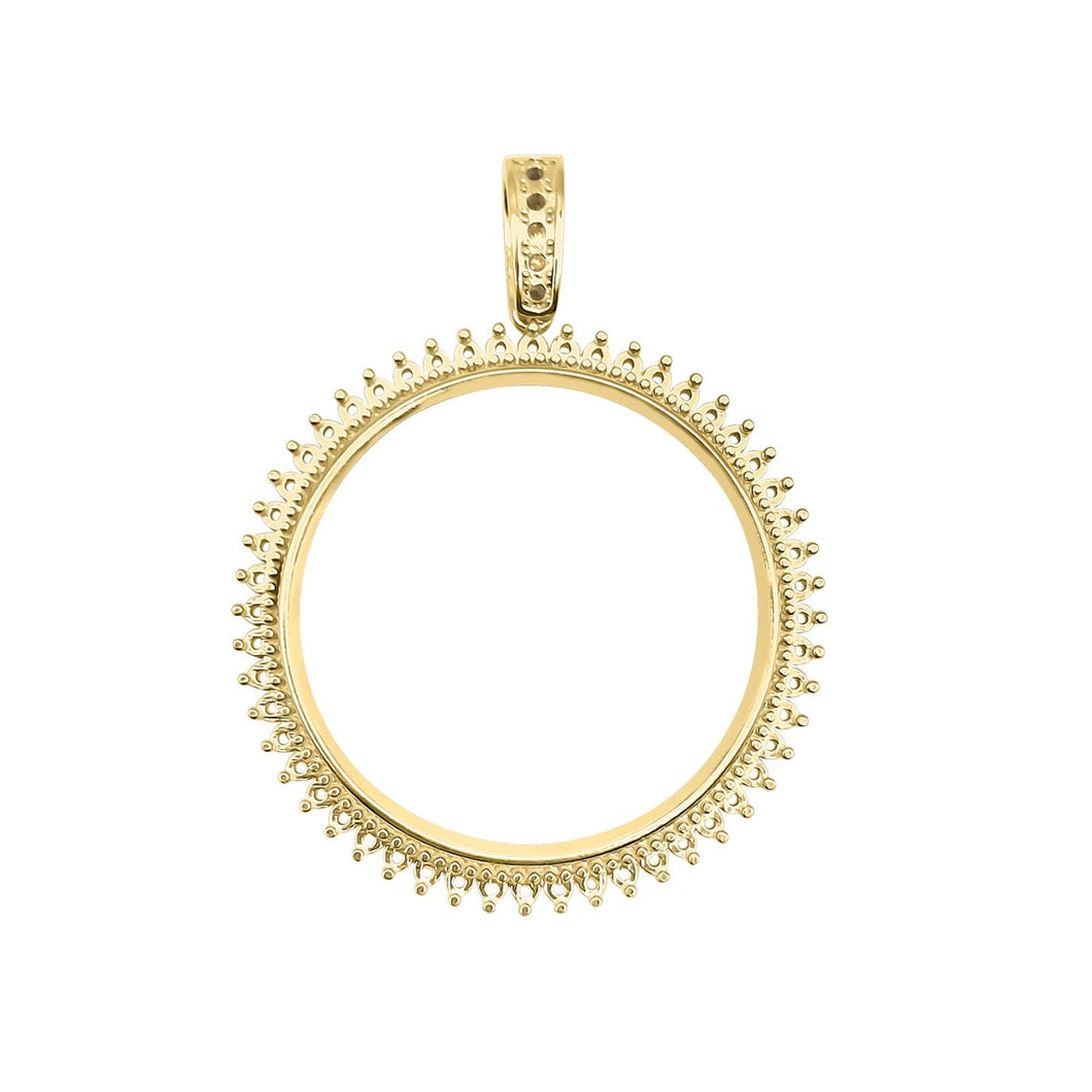 Solid 14K Ready to Mount Prong Coin Bezel Pendant Round Frame American Eagle 1/10, 1/4, 1/2, 1oz
