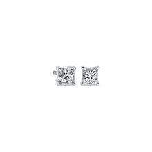 Load image into Gallery viewer, 0.75 Ct Princess Cut Stud Earrings vs1 Diamonds 14k Solid Yellow Gold Square Stud Screw Back
