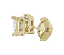 Load image into Gallery viewer, 2.00 Ct Princess Cut Stud Earrings vs1 Diamonds 14k Solid Yellow Gold Square Stud Screw Back
