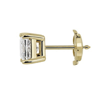 Load image into Gallery viewer, 2.00 Ct Princess Cut Stud Earrings vs1 Diamonds 14k Solid Yellow Gold Square Stud Screw Back
