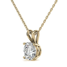Load image into Gallery viewer, Diamond Solitaire Necklace 0.25 Carat TW / 14k Gold Basket Diamond Solitaire Necklace /Floating Diamond Solitaire Necklace /Dainty Diamond
