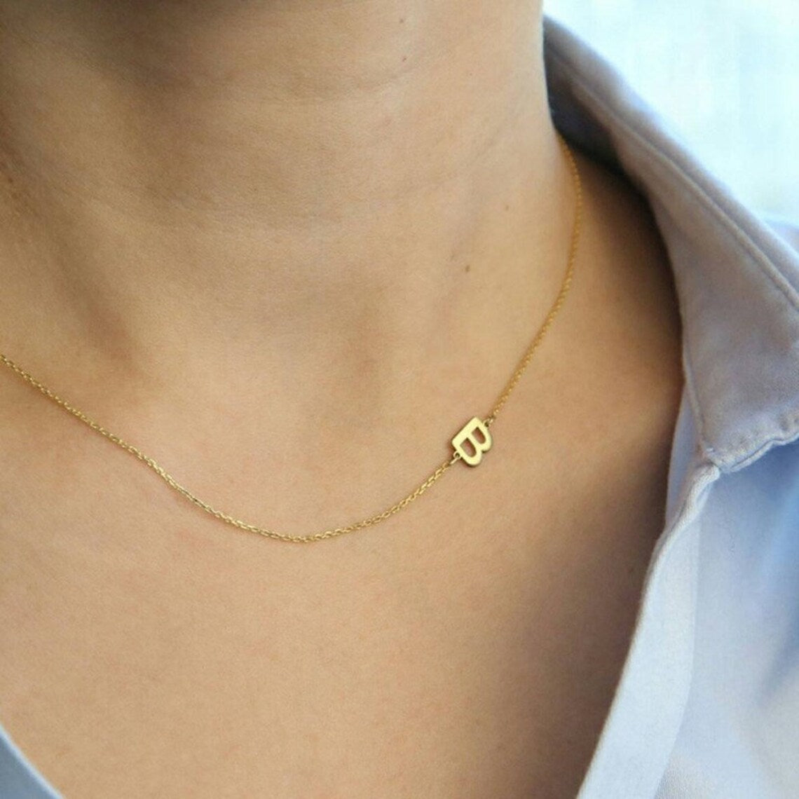 Amazon.com: Personalized 14k Gold Sideways Diamond Initial Necklace -  Custom Pave Diamond Letter Charm - Ideal Gift for Her, Christmas, Mother's  Day - Elegant Gold Jewelry : Handmade Products