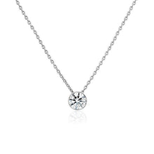 Load image into Gallery viewer, Diamond Bezel Necklace. Diamond Sliding Necklace for Women. 0.75 Ct Tw .14k White, Yellow, Rose Gold dainty necklace. Simple Necklace
