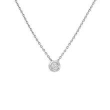 Load image into Gallery viewer, Diamond Bezel Necklace. Diamond Sliding Necklace for Women. 0.25 Ct. .14k White, Yellow, Rose Gold dainty necklace. Simple Necklace
