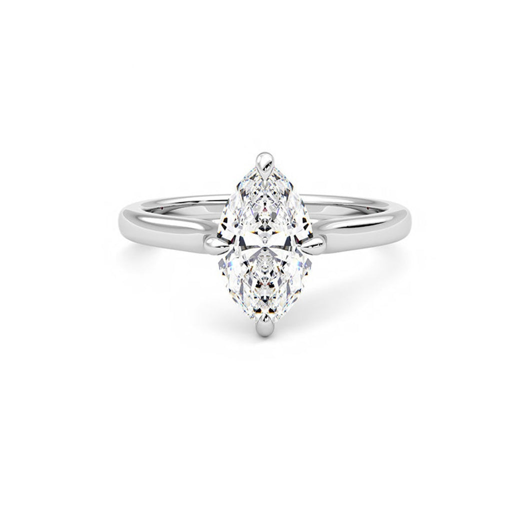 Solid Gold Diamond Marquise Ring/ 0.25-1.00 CTTW Diamond Statement Ring/ Solid Gold Diamond Ring/ Vertical Marquise Diamond Band
