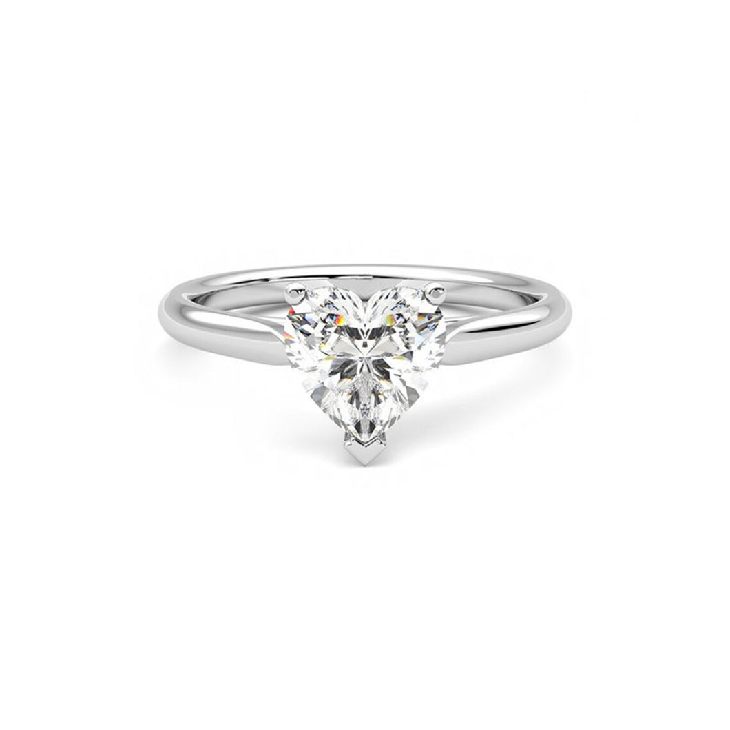 Solid Gold Diamond Heart Ring/ 0.25-1.00 CTTW Diamond Statement Ring/ Solid Gold Diamond Ring/ Vertical Heart Diamond Band
