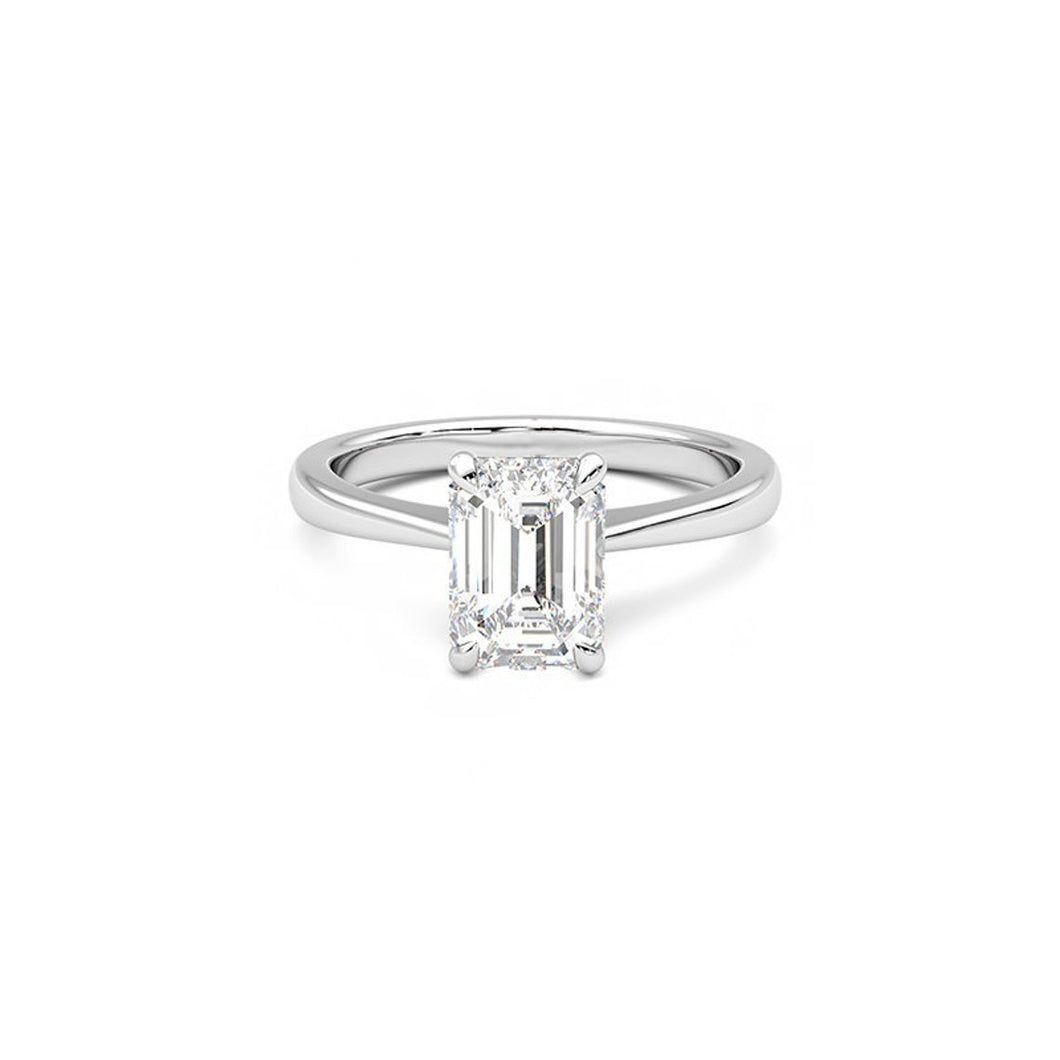 Solid Gold Diamond Emerald Ring/ 0.25-1.00 CTTW Diamond Statement Ring/ Solid Gold Diamond Ring/ Vertical Emerald Diamond Ring