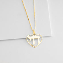 Load image into Gallery viewer, Solid 14k Yellow Gold Gold Chai necklace - Dainty Gold Chai Necklace - Chai Necklace Women, Chai Necklace Gold - Hebrew Necklace - Chai Gold
