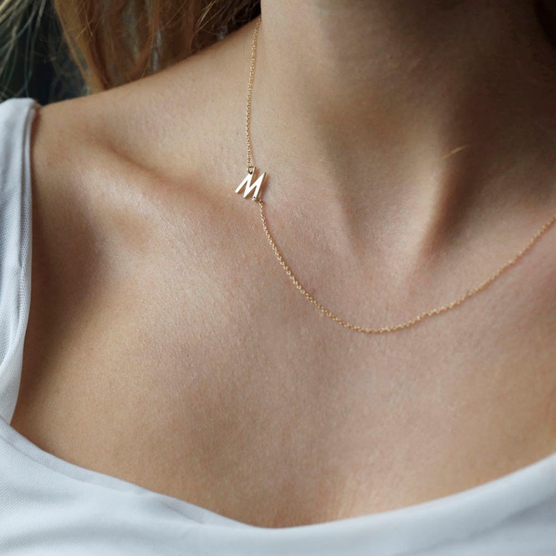 Sideways Letter Necklace • Gold – HeatherlyJewelry